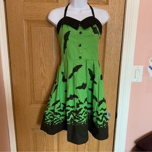 Sourpuss Green Bat Halter Dress